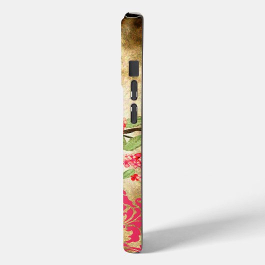 Vogelkooi Vogel Roze Koraal Aqua Damask Case-Mate iPhone Case (Achterkant / Links)