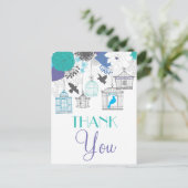 vogelkooien en bloemen Dank u Briefkaart (Staand voorkant)