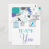 vogelkooien en bloemen Dank u Briefkaart (Voorkant / Achterkant)