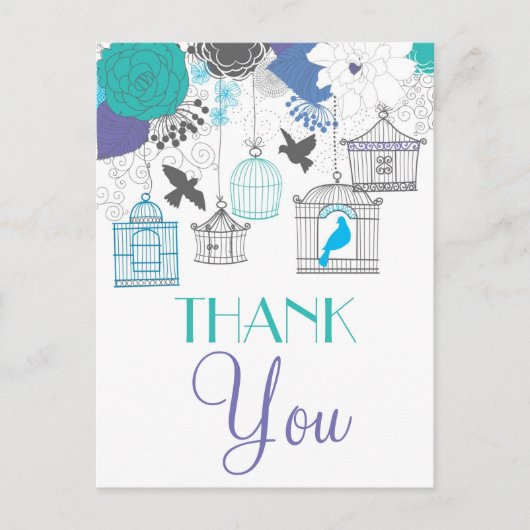 vogelkooien en bloemen Dank u Briefkaart (Voorkant)