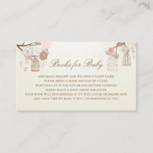  vogelkooien en roze bloemen boeken voor Baby Informatiekaartje