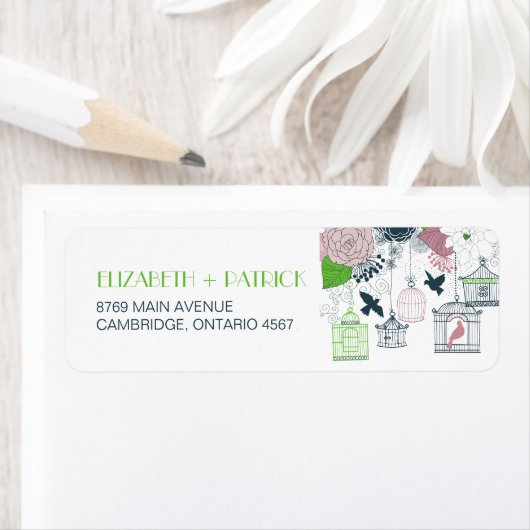  vogelkooien Floral Weddenschap Label (Insitu)