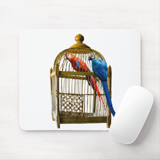 Vogelkooien met gesloten vrijheidspijs muismat (Met muis)