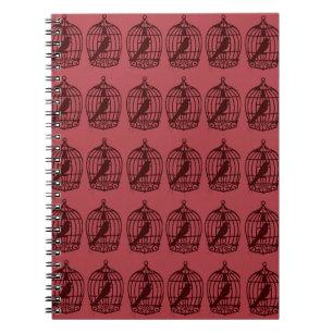Vogelkooien Patroon Burgundy Notitieboek