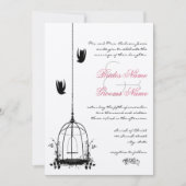  vogelkooien Rode ongelukken Damask Wedding Kaart (Voorkant)