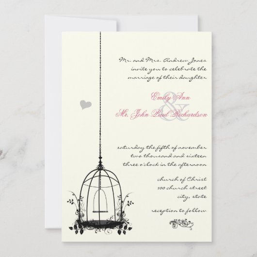  vogelkooien Rood-ongelukken bruiloft Kaart (Voorkant)