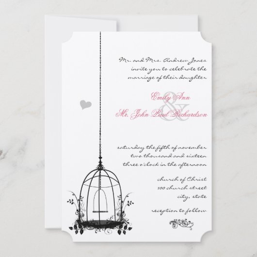  vogelkooien Rood-ongelukken bruiloft Kaart (Voorkant)