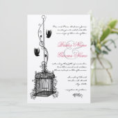  vogelkooien Rood-ongelukken bruiloft Kaart (Staand voorkant)
