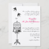  vogelkooien Roze accenten Weddenschappen Kaart (Voorkant)