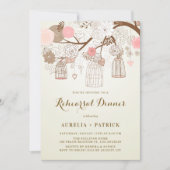  Vogelkooien Roze en Bruin Repetitie Diner Kaart (Voorkant)