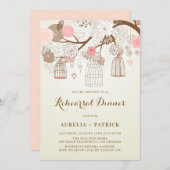  Vogelkooien Roze en Bruin Repetitie Diner Kaart (Voorkant / Achterkant)