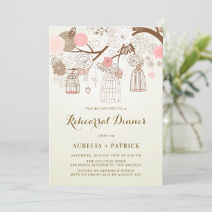  Vogelkooien Roze en Bruin Repetitie Diner Kaart