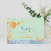 Vogelkooien Tortelduifjes Munt Green Weddenschap H Bedankkaart (Staand voorkant)