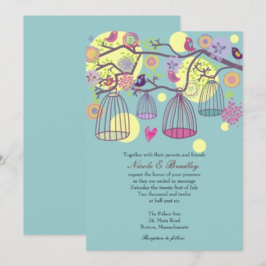 Vogelkooien Tortelduifjes Weddenschap Kaart (Voorkant / Achterkant)