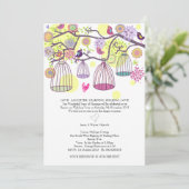 Vogelkooien Tortelduifjes Weddenschap Kaart (Staand voorkant)