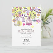 Vogelkooien Tortelduifjes Weddenschap Kaart (Staand voorkant)