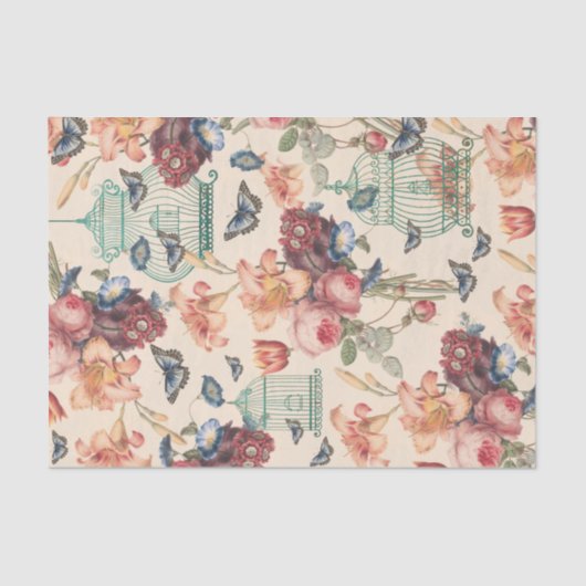  vogelkooien, vlinders & bloemdecoratie tissuepapier (Voorkant)