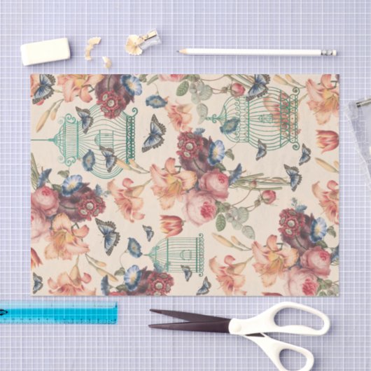  vogelkooien, vlinders & bloemdecoratie tissuepapier (Craft)