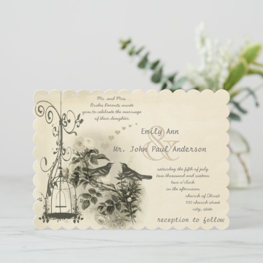  vogelkooien Vogelbruiloften Kaart (Staand voorkant)