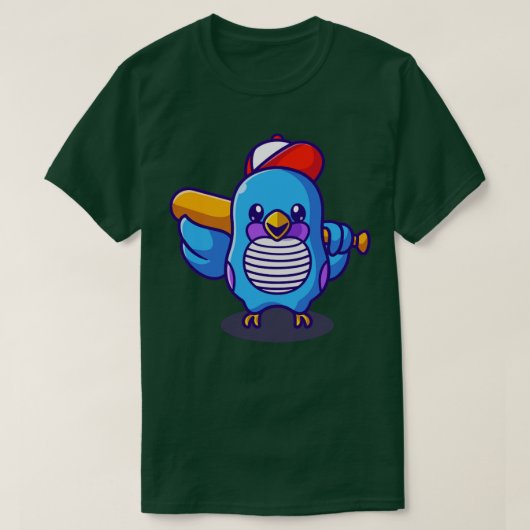 Vogelkoorts met Pet, honkbalbat Cartoon T-shirt (Design voorkant)