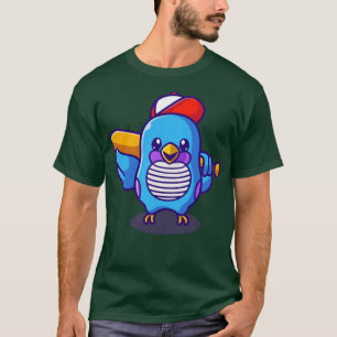 Vogelkoorts met Pet, honkbalbat Cartoon T-shirt