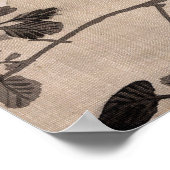 Vogelkop op een tak van een bloeiende boom poster (Hoek)