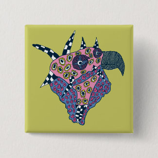 Vogelkop Vierkante Button 5,1 Cm