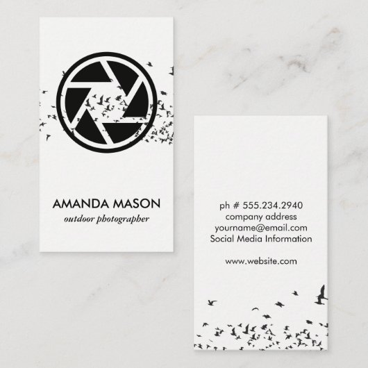Vogelkoppel | Camera-lenzen Visitekaartje (Voorkant / Achterkant)