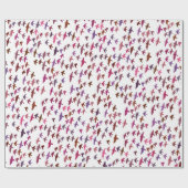 Vogelkoppel in roze en Paars Cadeaupapier (Vlak)