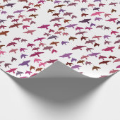 Vogelkoppel in roze en Paars Cadeaupapier (Hoek)