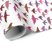 Vogelkoppel in roze en Paars Cadeaupapier (Rol Hoek)