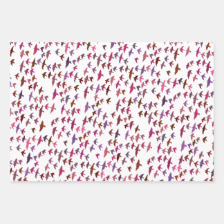 Vogelkoppel in roze en Paars Inpakpapier Vel