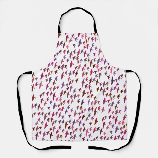 Vogelkoppel in roze en Paars Schort (Voorkant)