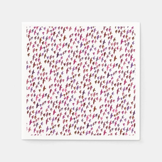 Vogelkoppel in roze en Paars Servet (Voorkant)