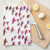 Vogelkoppel in roze en Paars Theedoek (Quarter Fold)