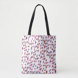 Vogelkoppel in roze en Paars Tote Bag
