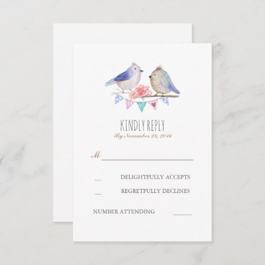 vogelkoppel rustige bossen bruiloft rsvp (Voorkant / Achterkant)