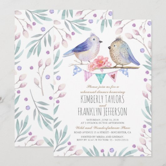 Vogelkoppel Schattige repetitiediner Kaart (Voorkant / Achterkant)