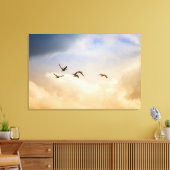 Vogelkoppel tijdens de vlucht canvas afdruk (Insitu (Woonkamer))