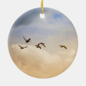 Vogelkoppel tijdens de vlucht keramisch ornament (Achterkant)