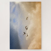 Vogelkoppel tijdens de vlucht legpuzzel (Verticaal)