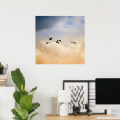 Vogelkoppel tijdens de vlucht poster (Thuiskantoor)