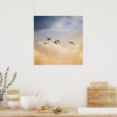 Vogelkoppel tijdens de vlucht poster (Keuken)