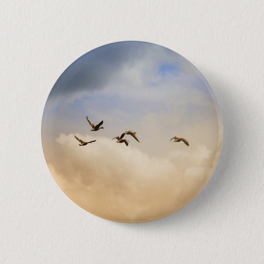 Vogelkoppel tijdens de vlucht ronde button 5,7 cm (Voorkant)