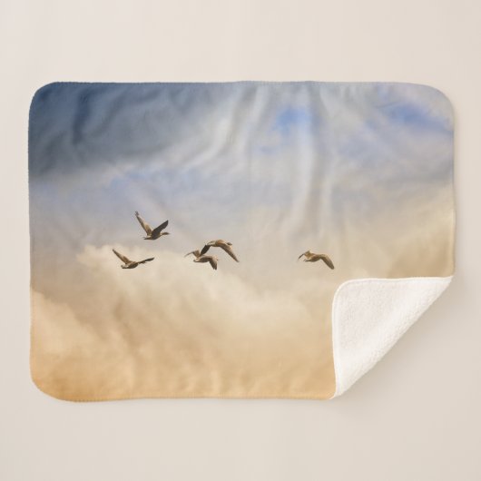 Vogelkoppel tijdens de vlucht sherpa deken (Voorkant (horizontaal))