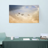 Vogelkoppel tijdens de vlucht spandoek (Beurs)