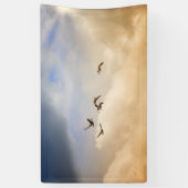 Vogelkoppel tijdens de vlucht spandoek (Verticaal)