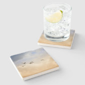 Vogelkoppel tijdens de vlucht stenen onderzetter (Zijkant)