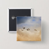 Vogelkoppel tijdens de vlucht vierkante button 5,1 cm (Voorkant /achterkant)