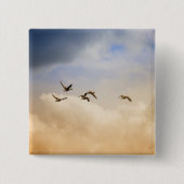 Vogelkoppel tijdens de vlucht vierkante button 5,1 cm (Voorkant)